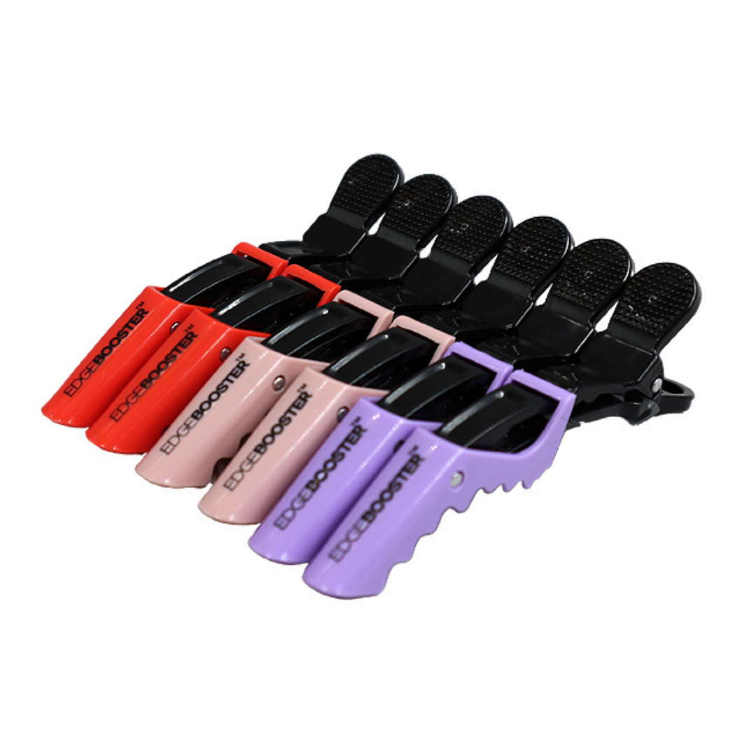 EDGE BOOSTER Crocodile Hair Clips (Red/Pink/Purple - 6 pcs)