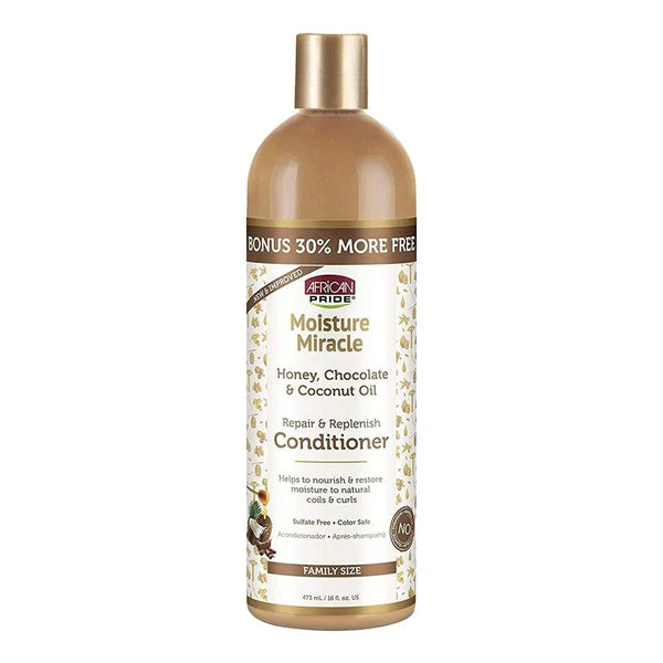 Après-shampooing AFRICAN PRIDE Moisture Miracle Miel, Chocolat et Huile de noix de coco (355 ml)