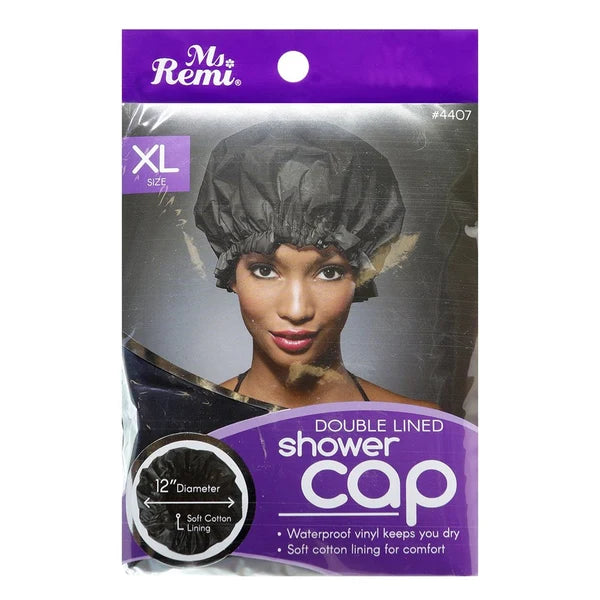 ANNIE Double Lined Shower Cap [X-Large] - Black