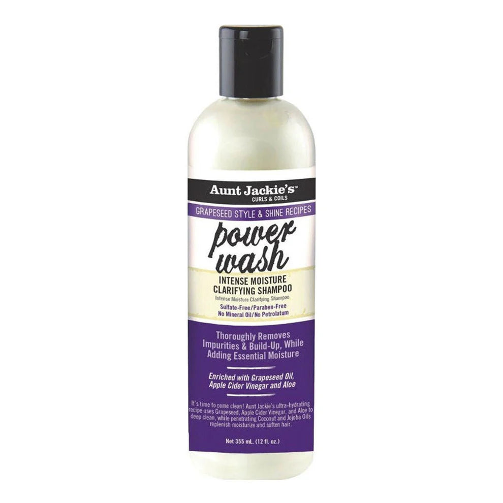 AUNT JACKIE'S Grapeseed Power Wash Shampoing Clarifiant Hydratation Intense (355 ml)