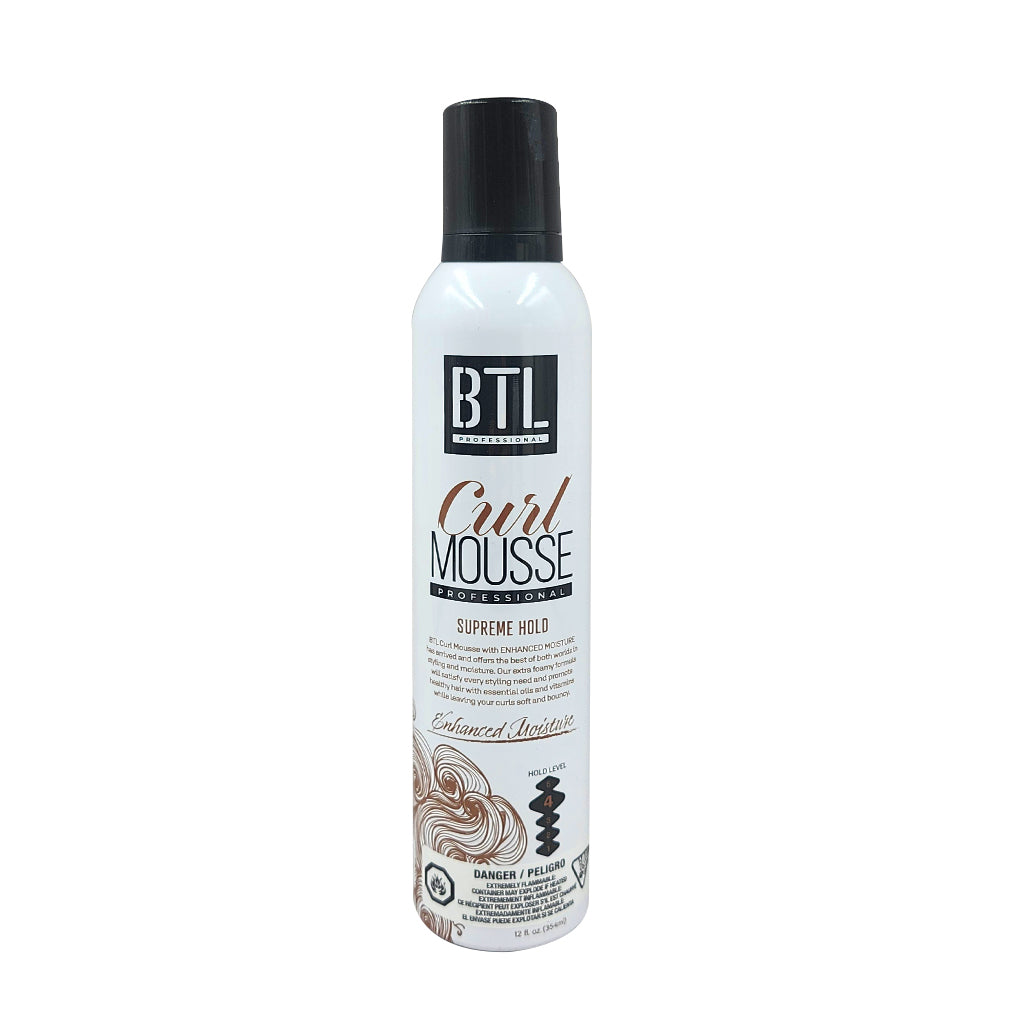 BTL Mousse Coiffante pour Boucles Professionnelle (355 ml / 12 oz) — 2 Formules