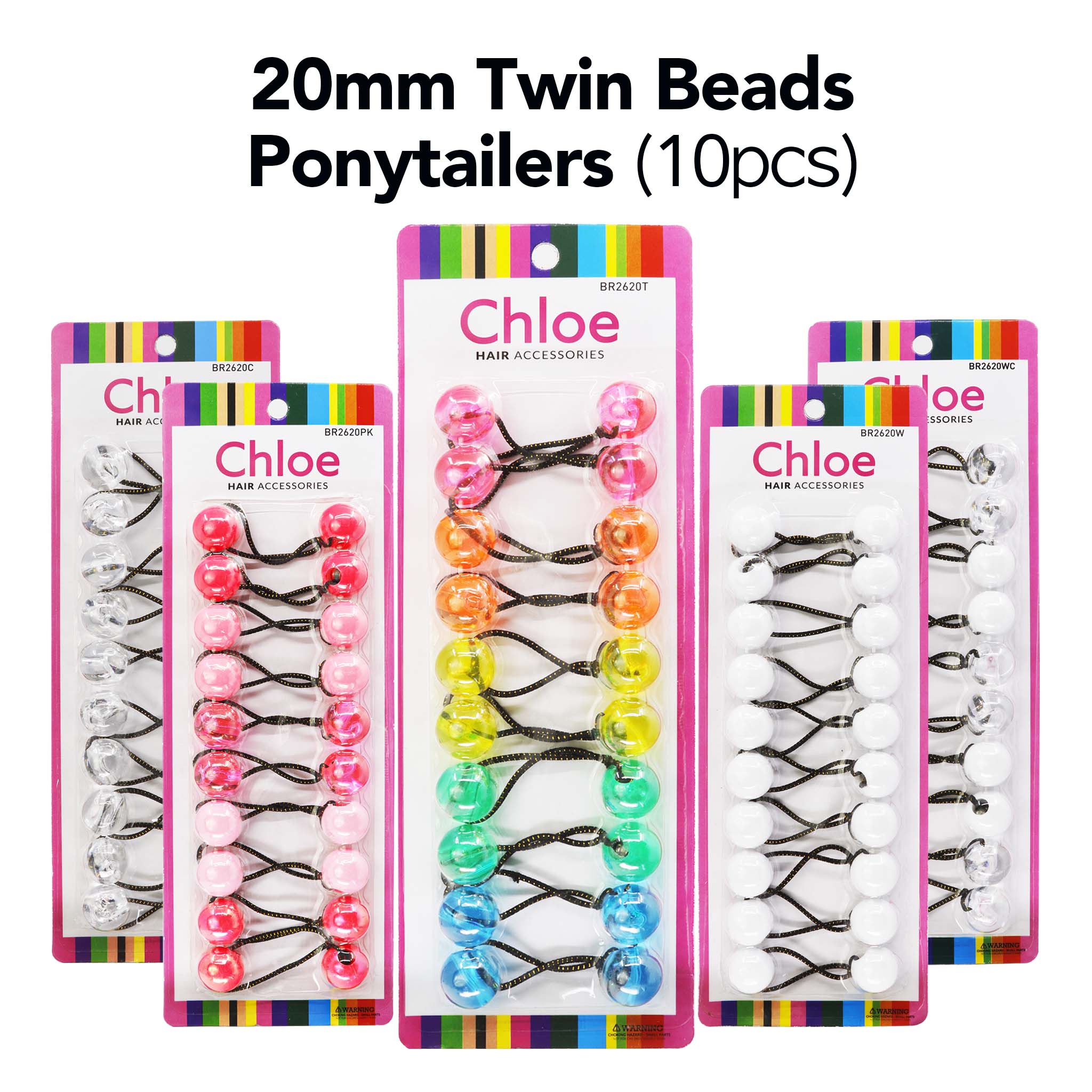 CHLOE 20mm Twin Beads Ponytails (10pcs)
