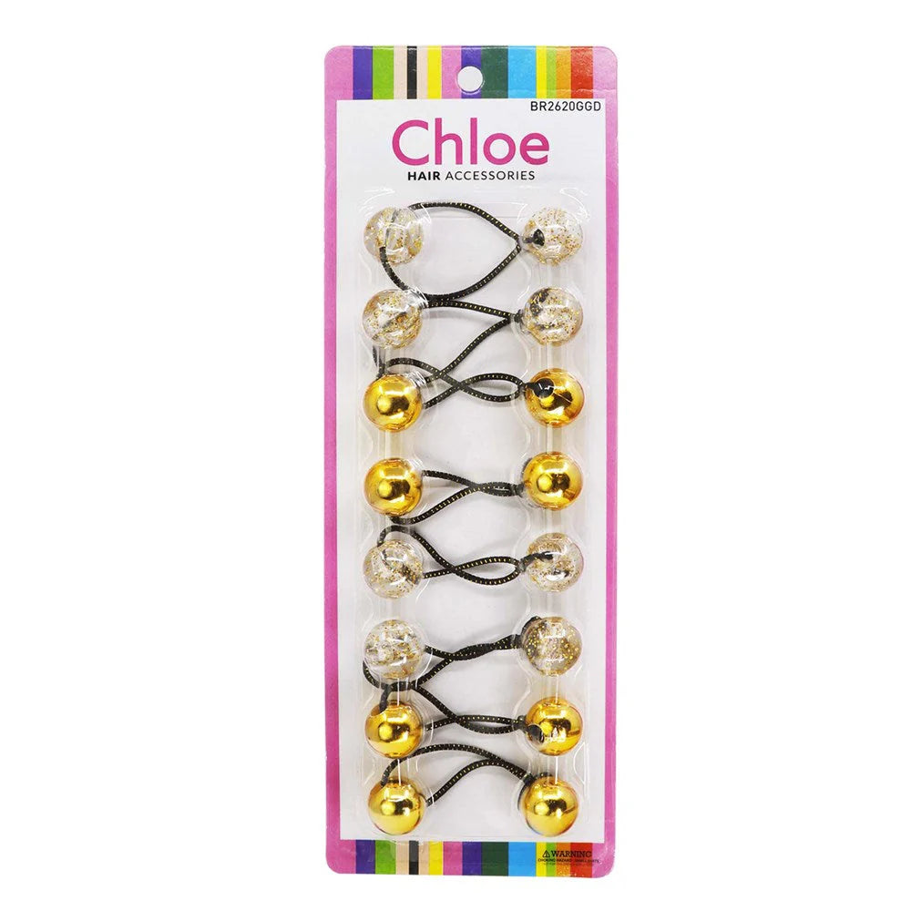 CHLOE 20mm GLITTER Twin Beads Ponytails (8pcs)