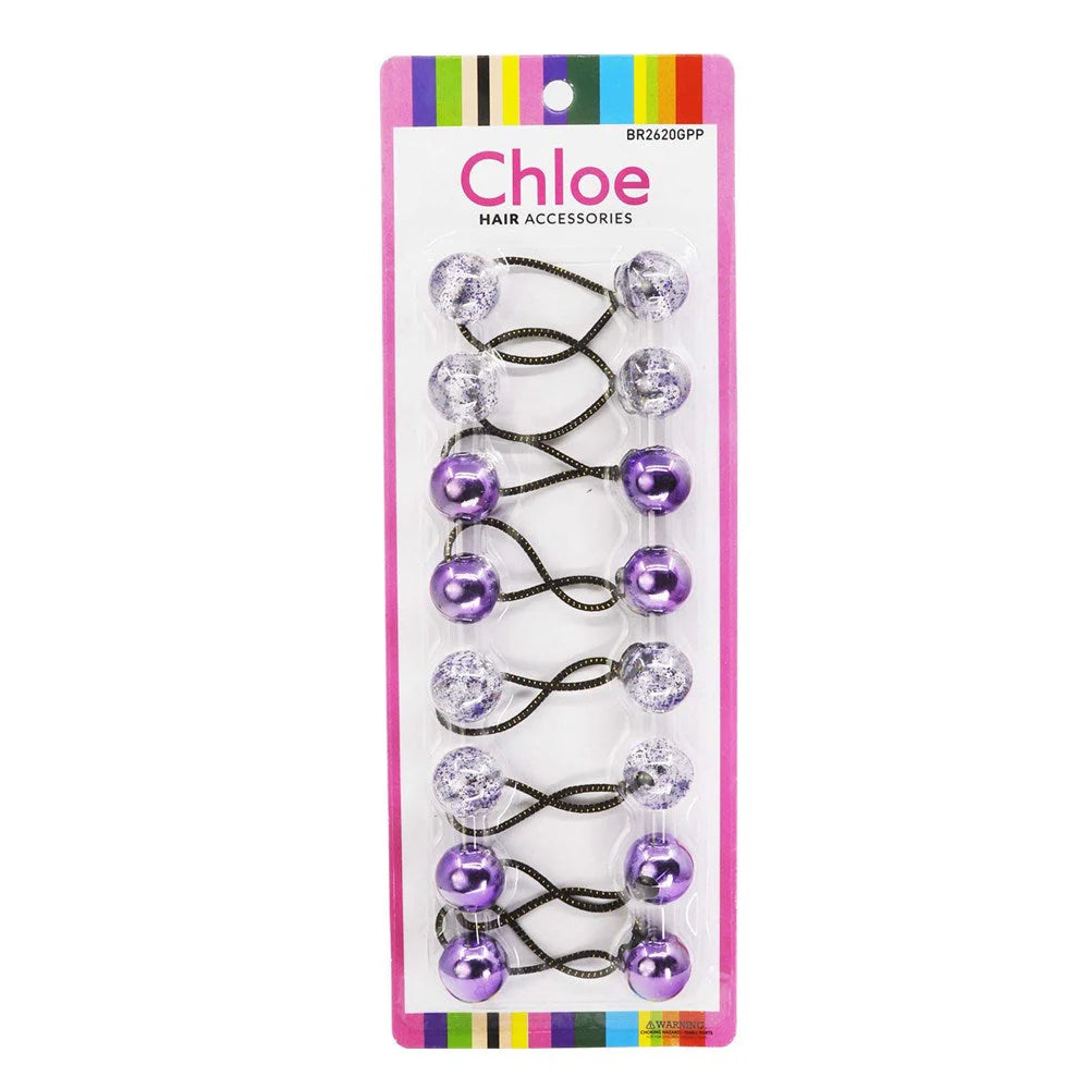 CHLOE 20mm GLITTER Twin Beads Ponytails (8pcs)