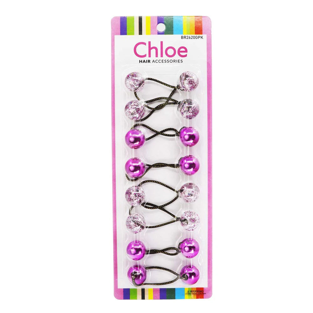 CHLOE 20mm GLITTER Twin Beads Ponytails (8pcs)