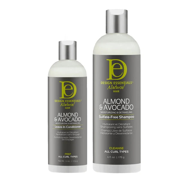 DESIGN ESSENTIALS Shampooing Hydratant et Démêlant sans sulfate à l'Amande et à l'Avocat