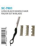 Rasoir à cheveux long manche noir avec lame