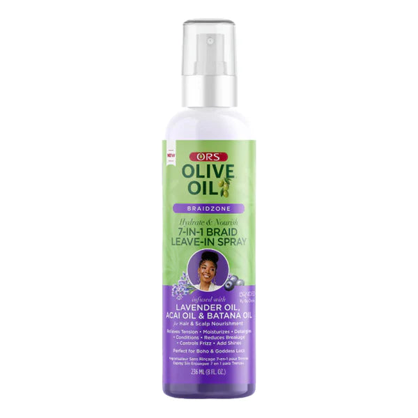 ORS Olive Oil Braidzone Spray sans rinçage 7 en 1 pour tresses (236 ml)