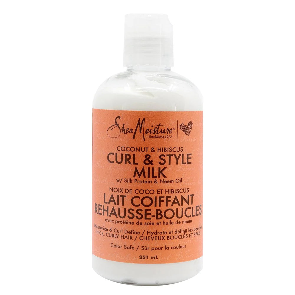SHEA MOISTURE Lait coiffant et bouclant noix de coco et hibiscus (236 ml)